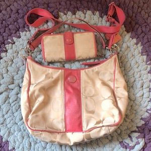 Coach Signature Carryall Purse & Matching Wallet